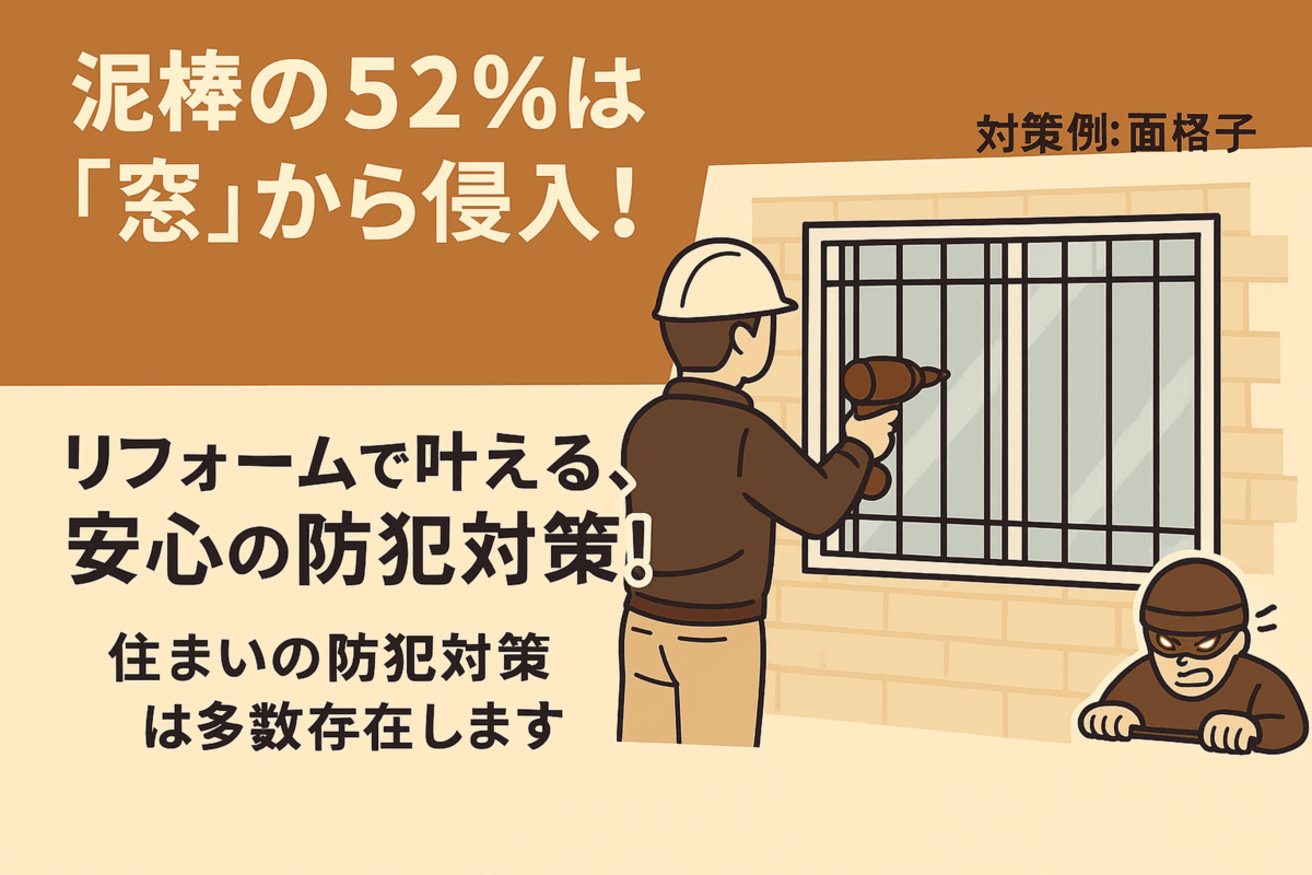 泥棒は窓からの侵入が52％！防犯対策に有効なリフォーム・費用・ポイントを解説
